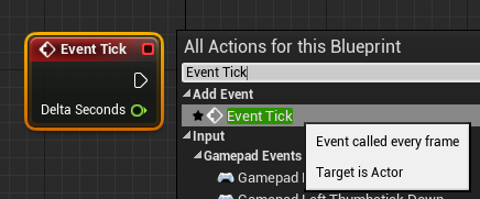 Add the Event Tick node.